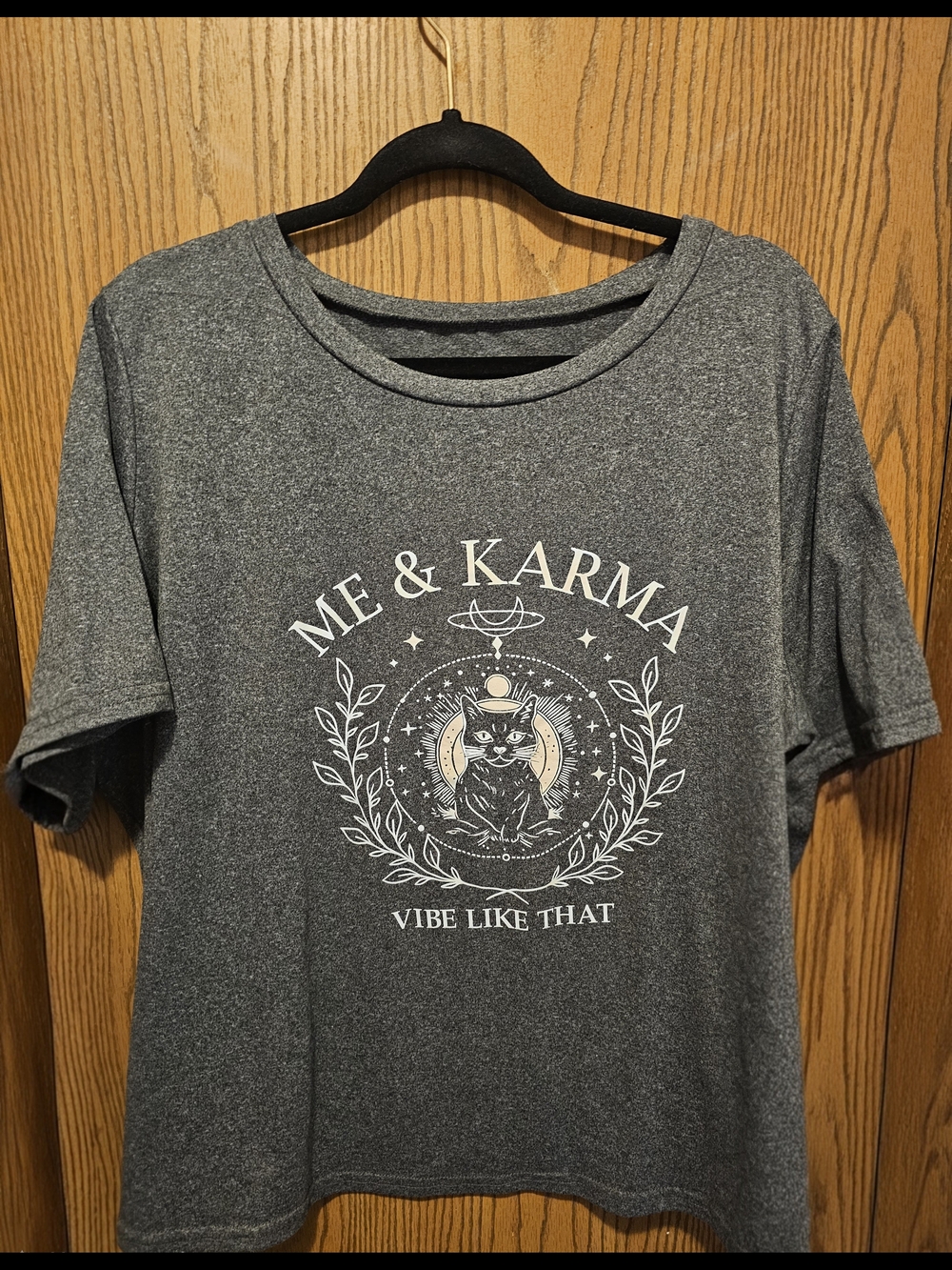 SHEIN Gray 'Me & Karma' Short Sleeve Tee